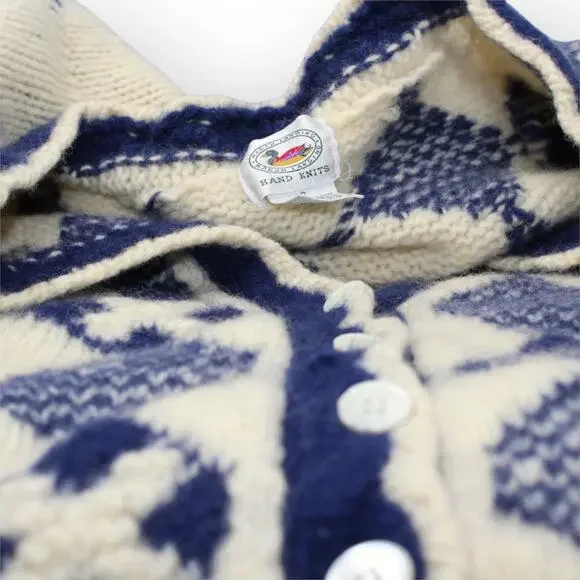 XS/S Yacht Rock Wool Cardigan Sweater Nautical Flags MarshLanding Shetland - Picture 9 of 12